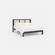 Lumière Cane Panel Bed with Black Frame