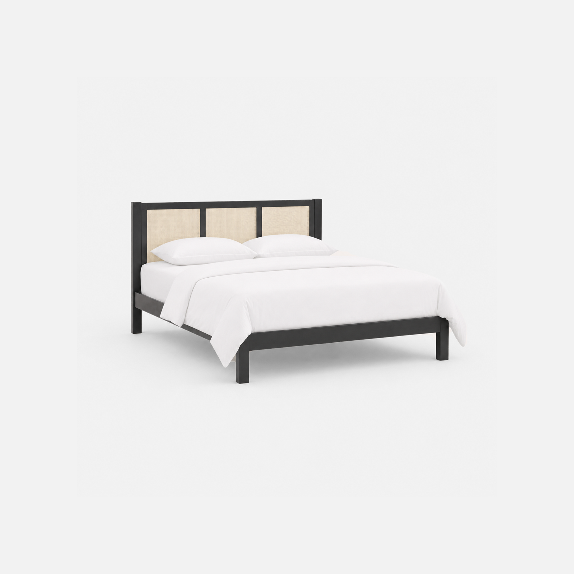 Lumière Cane Panel Bed with Black Frame