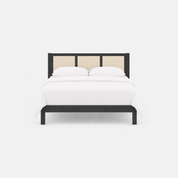 Lumière Cane Panel Bed with Black Frame