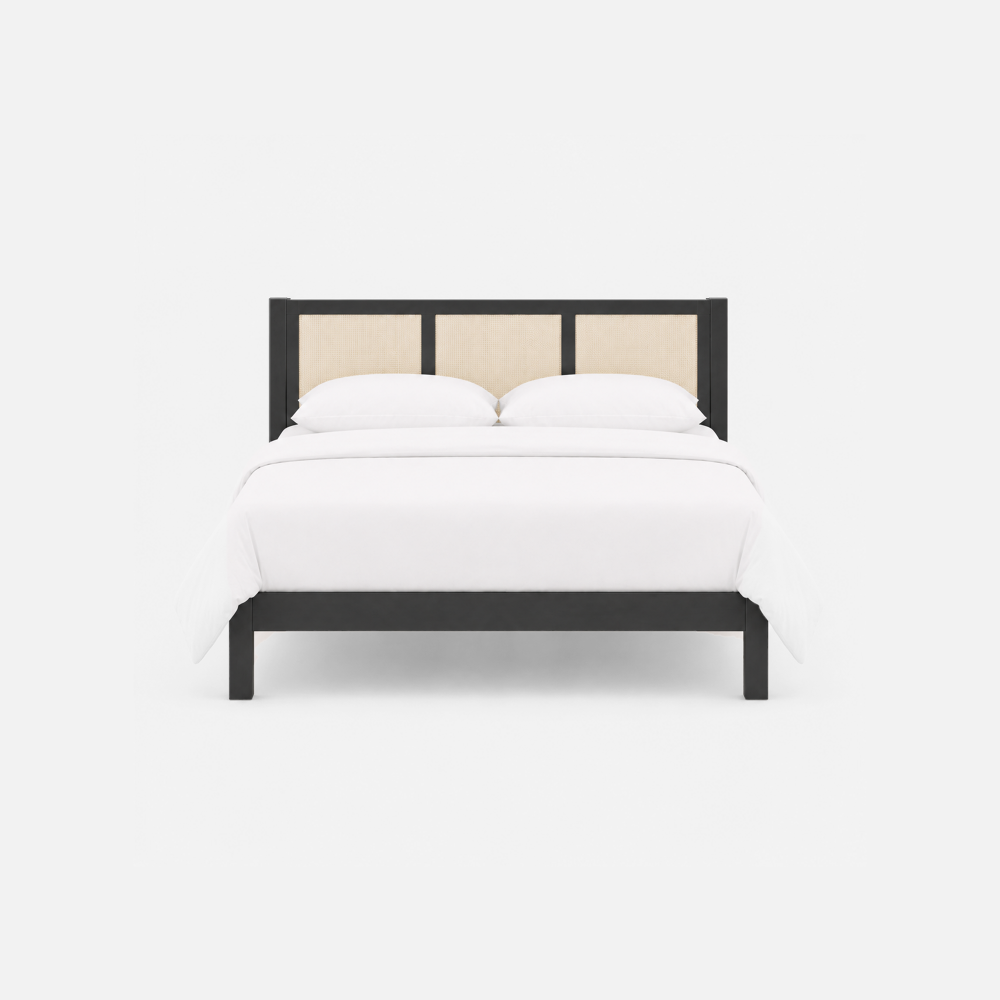 Lumière Cane Panel Bed with Black Frame