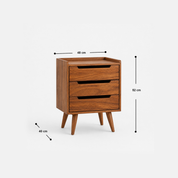 Luna Natural Wood Nightstand with Three Drawers