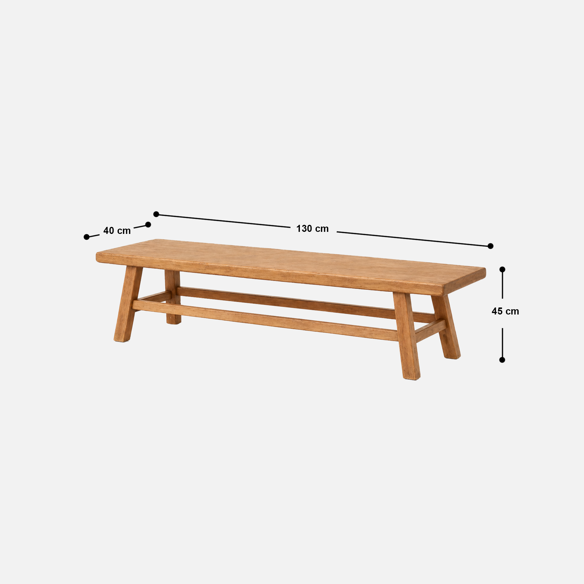 Luna Rustic Mango Wood Bench - Natural Finish