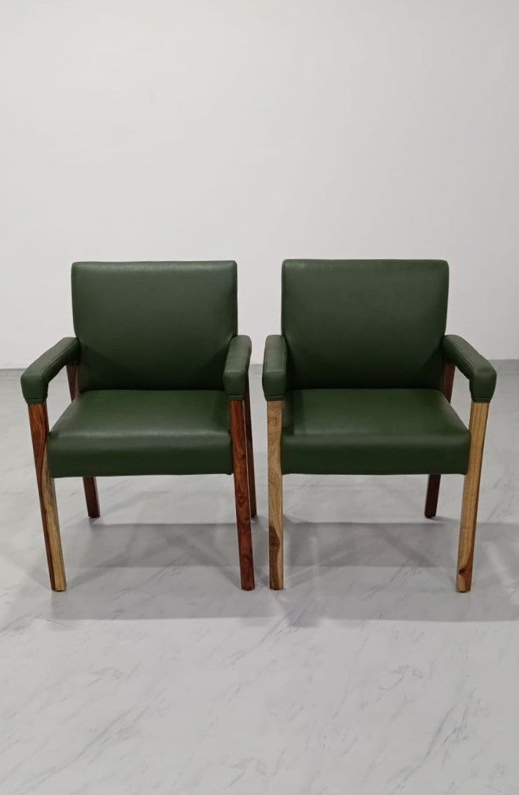 Luna Upholstered Chair - Set of Two - Forest Green