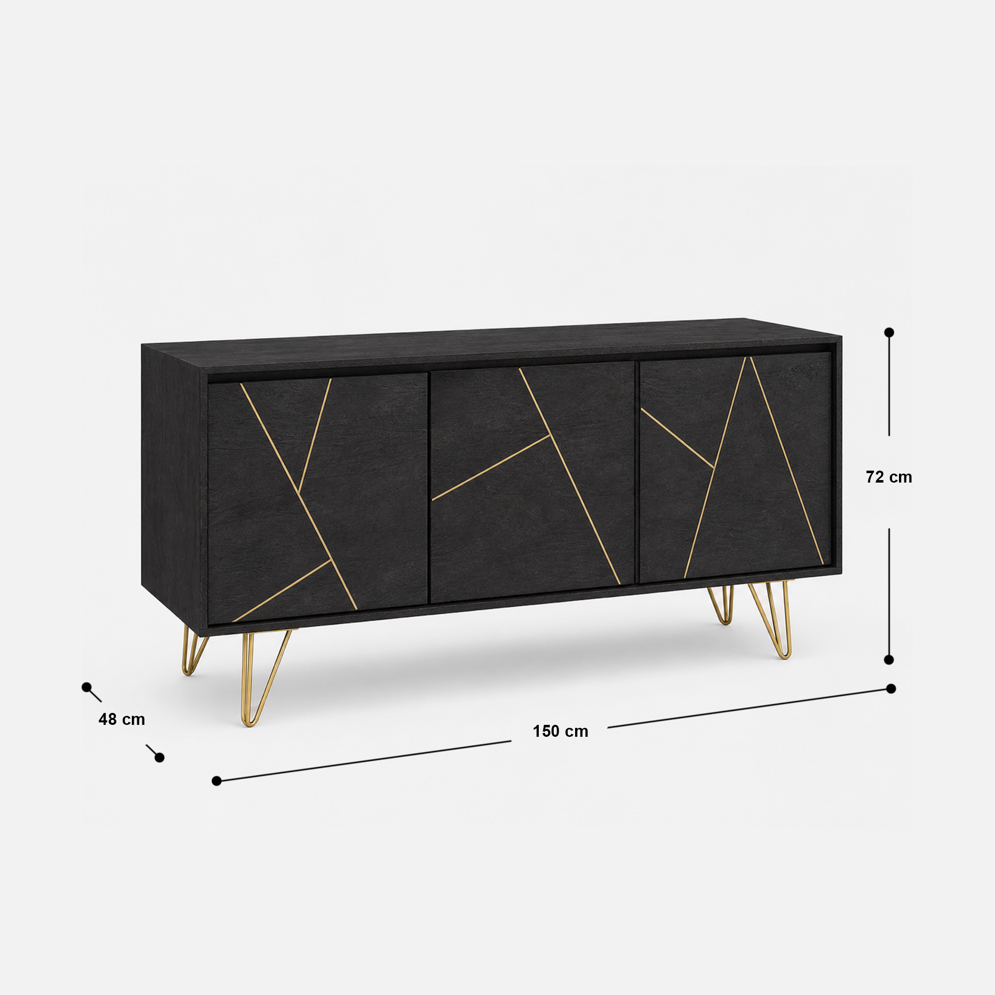 Luxe Linear Sideboard with Gold Accents and Hairpin Legs
