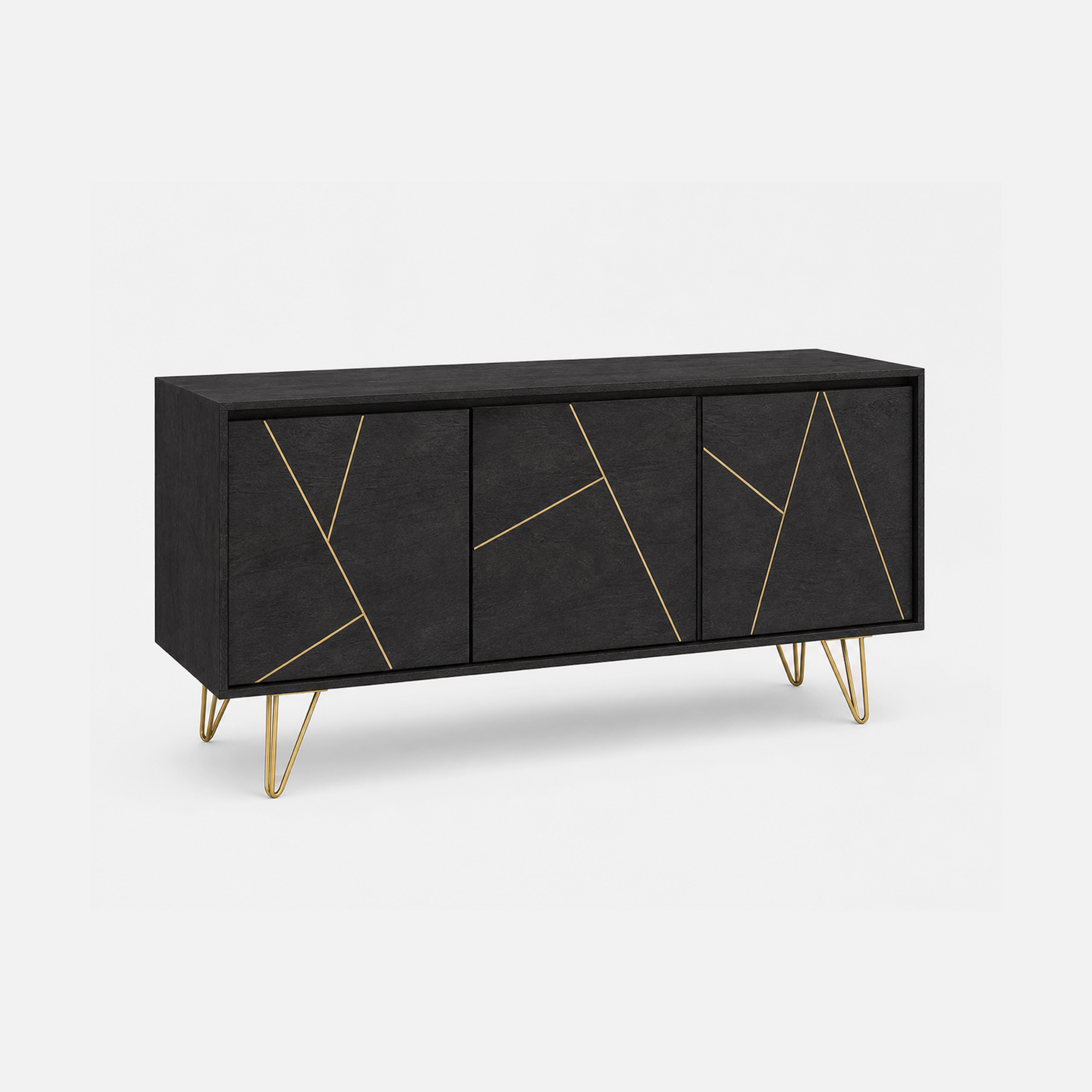 Luxe Linear Sideboard with Gold Accents and Hairpin Legs