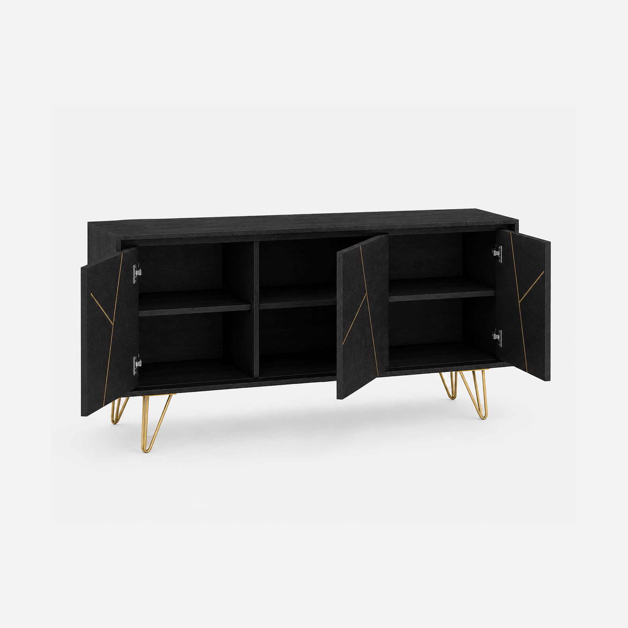 Luxe Linear Sideboard with Gold Accents and Hairpin Legs