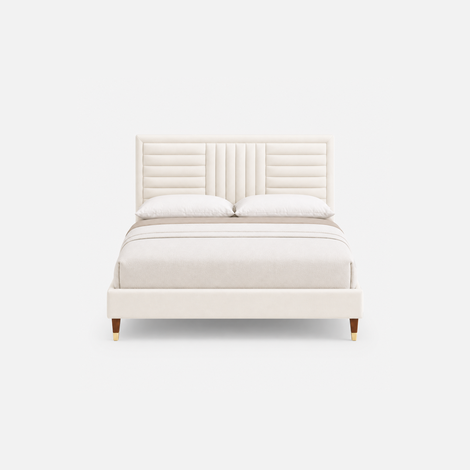 Luxe Panel Upholstered Bed with Gold-Tip Legs
