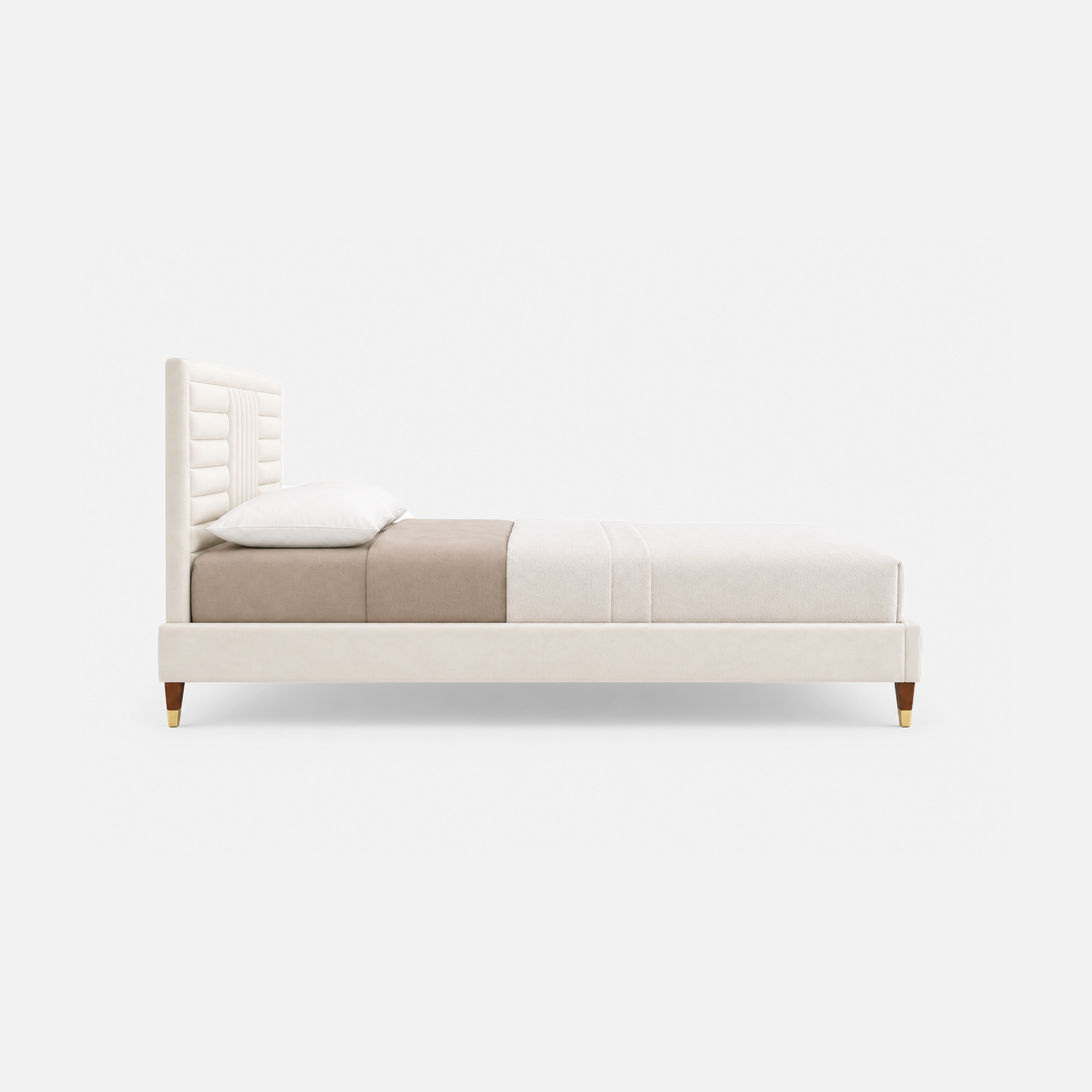 Luxe Panel Upholstered Bed with Gold-Tip Legs