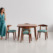 Maltby-Arendt Dining Table Set - 4 Seater - Table (100 cm x 100 cm x 76 cm) + 4 Arendt Chairs - Sheesham