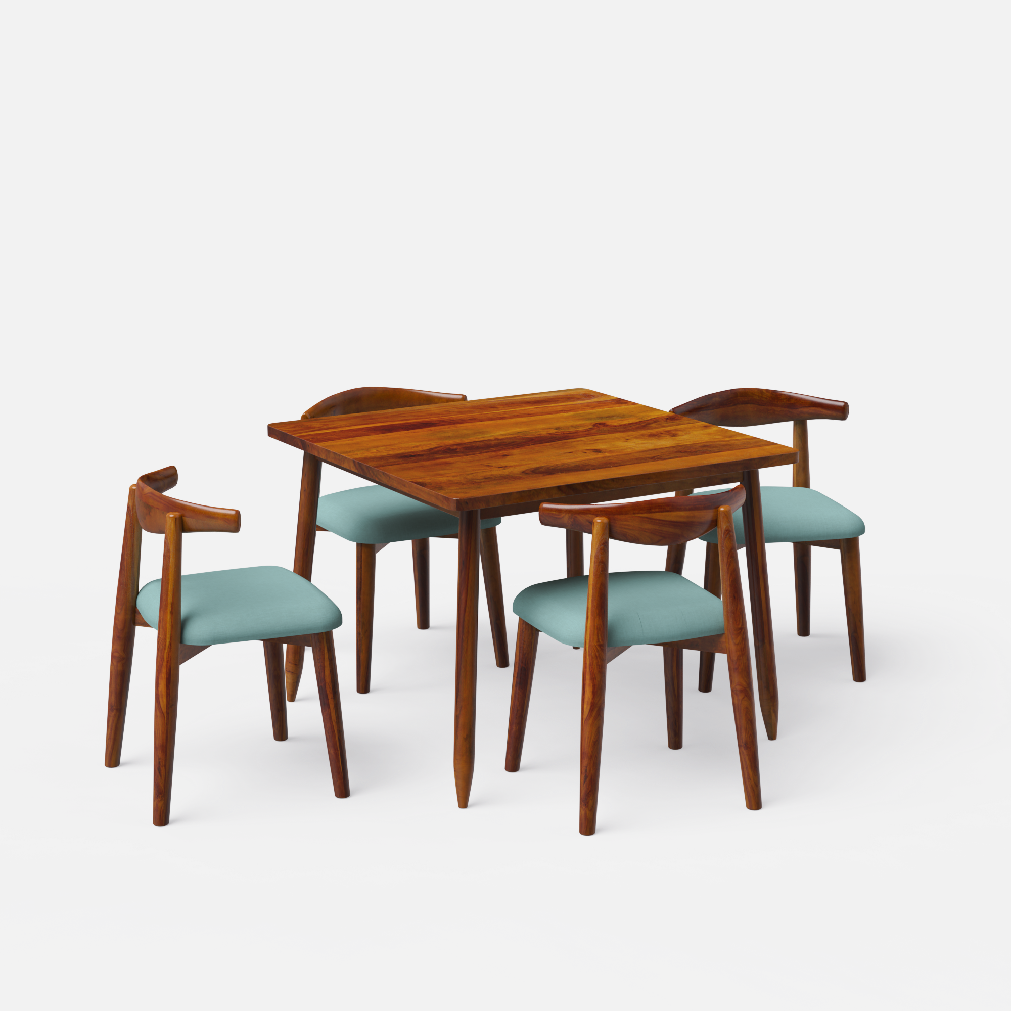 Maltby-Arendt Dining Table Set - 4 Seater - Table (100 cm x 100 cm x 76 cm) + 4 Arendt Chairs - Sheesham