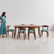 Maltby-Arendt Dining Table Set - 6 Seater - Table (150 cm x 90 cm x 76 cm) + 6 Arendt Chairs - Sheesham