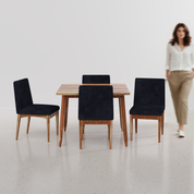 Maltby-Lidia Dining Table Set - 4 Seater - Table (100 cm x 100 cm x 76 cm) + 4 Lidia Chairs - Sheesham