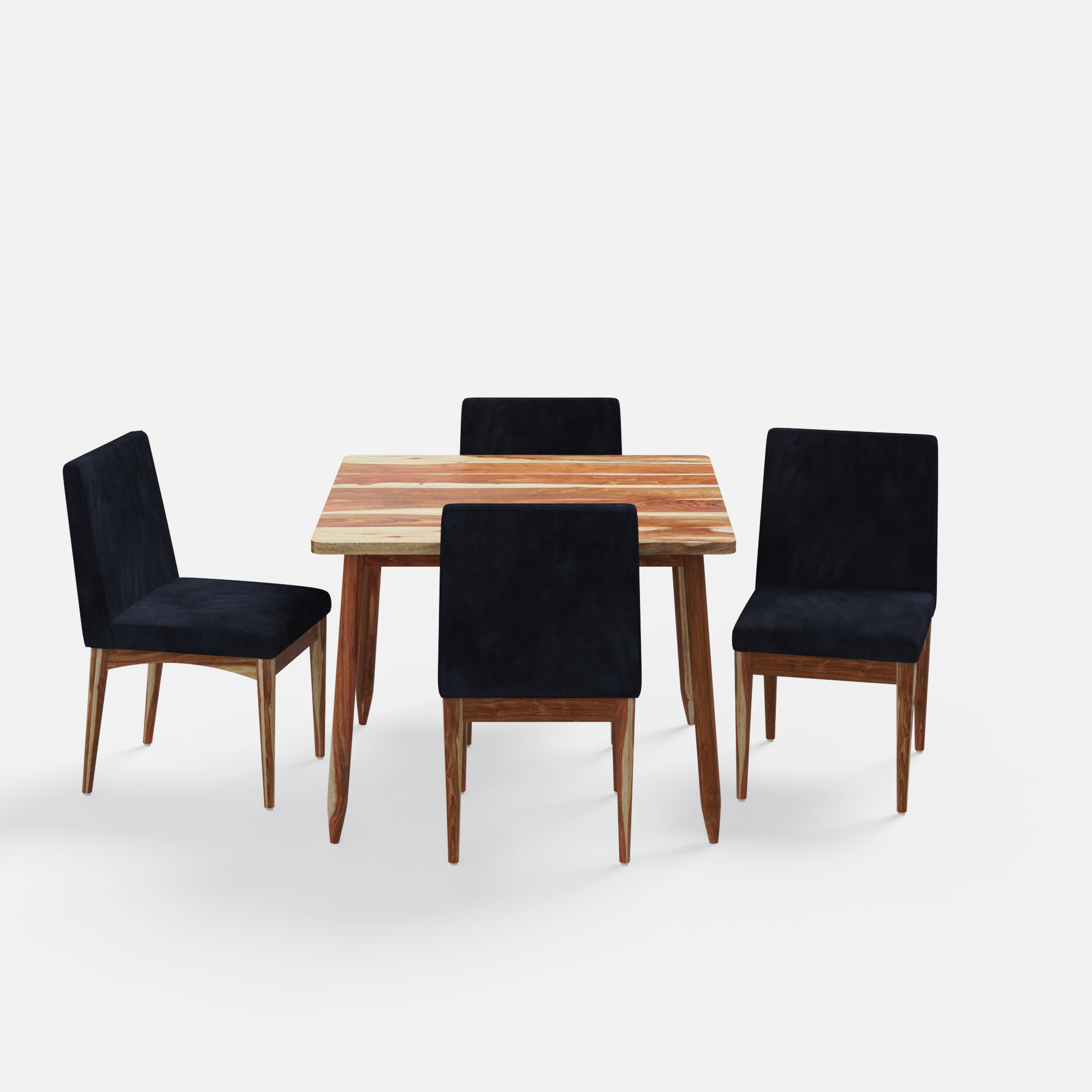 Maltby-Lidia Dining Table Set - 4 Seater - Table (100 cm x 100 cm x 76 cm) + 4 Lidia Chairs - Sheesham