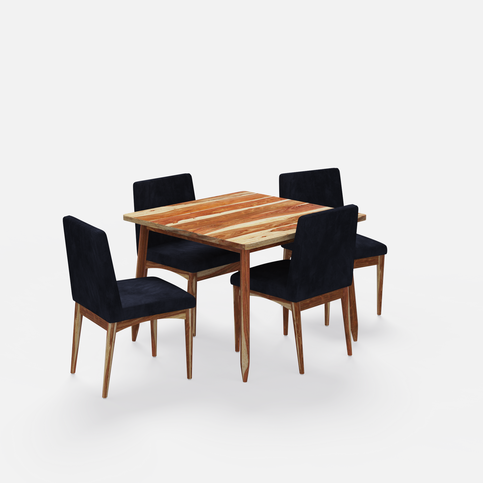 Maltby-Lidia Dining Table Set - 4 Seater - Table (100 cm x 100 cm x 76 cm) + 4 Lidia Chairs - Sheesham
