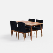 Maltby-Lidia Dining Table Set - 4 Seater - Table (150 cm x 90 cm x 76 cm) + 4 Lidia Chairs - Sheesham