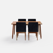Maltby-Lidia Dining Table Set - 4 Seater - Table (150 cm x 90 cm x 76 cm) + 4 Lidia Chairs - Sheesham