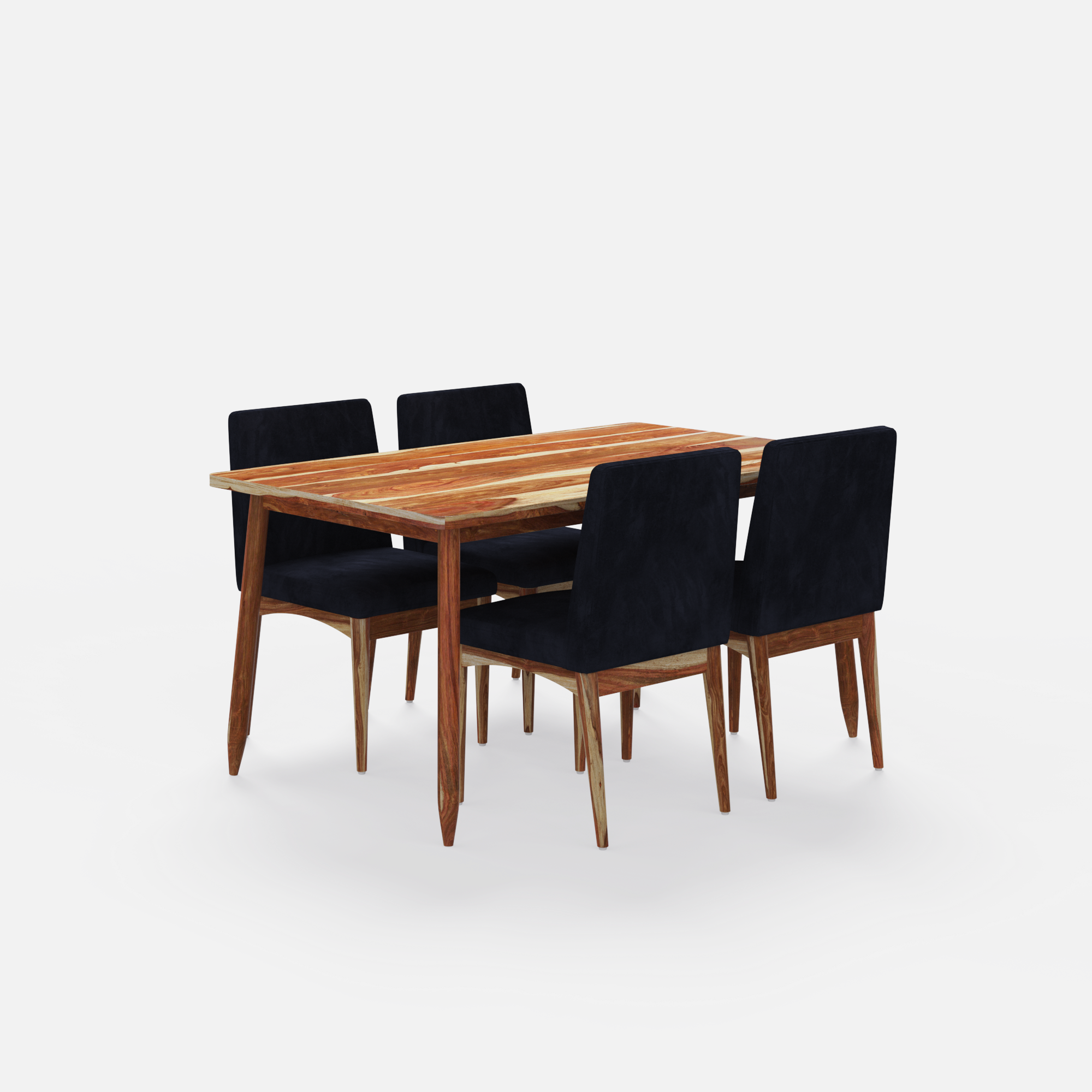 Maltby-Lidia Dining Table Set - 4 Seater - Table (150 cm x 90 cm x 76 cm) + 4 Lidia Chairs - Sheesham