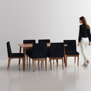 Maltby-Lidia Dining Table Set - 6 Seater - Table (150 cm x 90 cm x 76 cm) + 6 Lidia Chairs - Sheesham