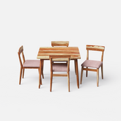 Maltby-Middleton Dining Table Set - 4 Seater - Table (100 cm x 100 cm x 76 cm) + 4 Middleton Chairs - Sheesham