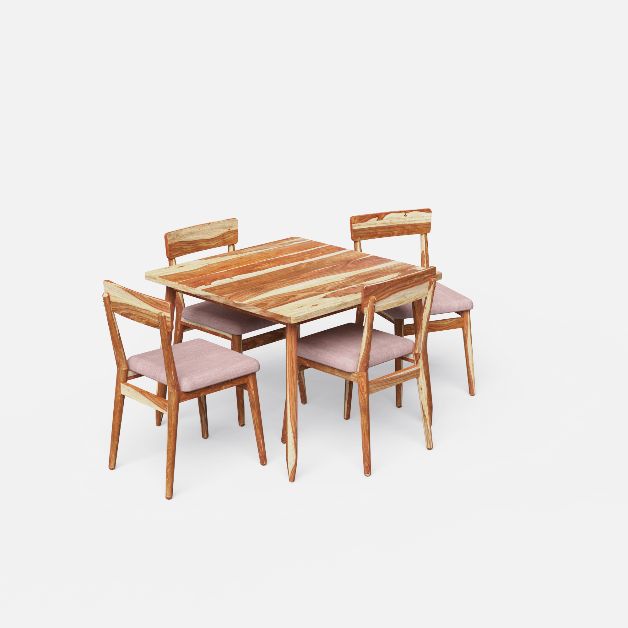 Maltby-Middleton Dining Table Set - 4 Seater - Table (100 cm x 100 cm x 76 cm) + 4 Middleton Chairs - Sheesham