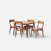 Maltby-Middleton Dining Table Set - 4 Seater - Table (100 cm x 100 cm x 76 cm) + 4 Middleton Chairs - Sheesham