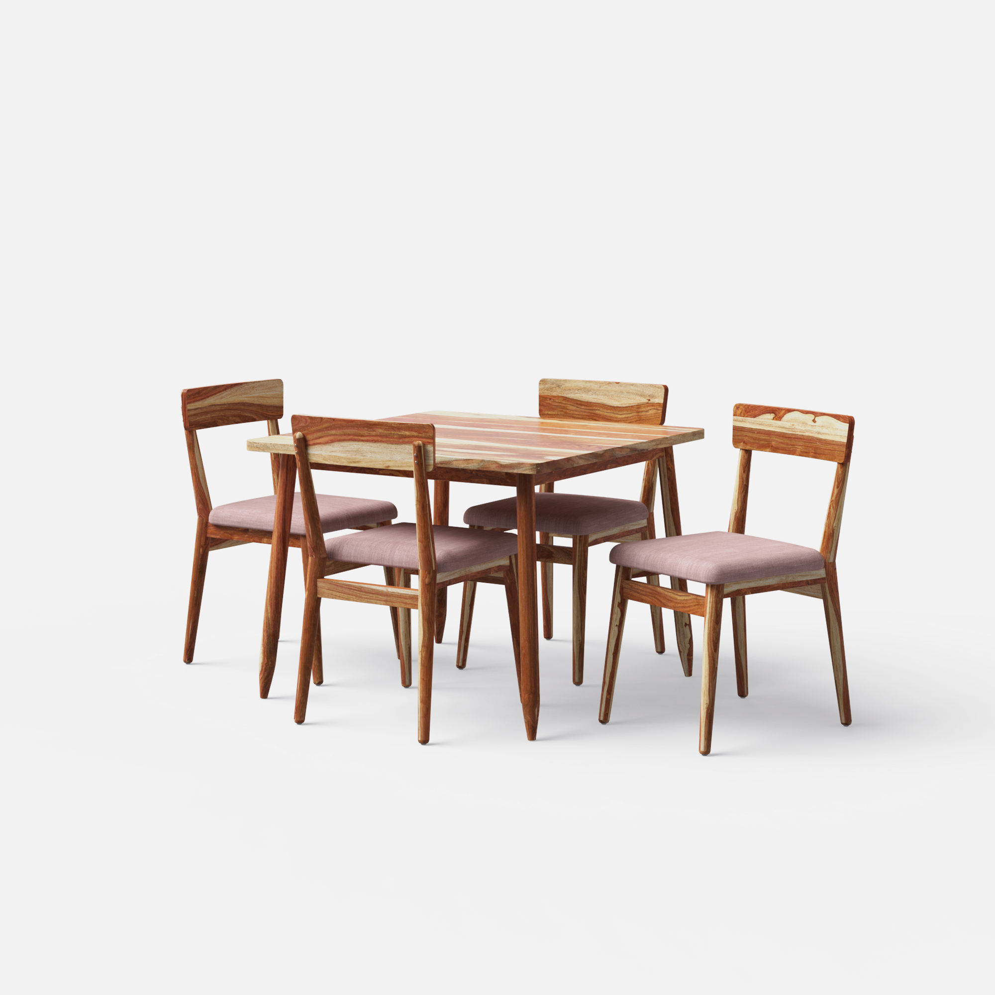Maltby-Middleton Dining Table Set - 4 Seater - Table (100 cm x 100 cm x 76 cm) + 4 Middleton Chairs - Sheesham
