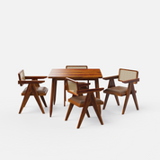 Maltby-Pierre Dining Table Set - 4 Seater - Table (100 cm x 100 cm x 76 cm) + 4 Pierre Chairs - Sheesham