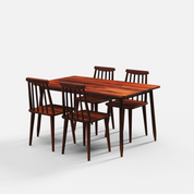 Maltby Dining Table Set - 4 Seater - Table (150 cm x 90 cm x 76 cm) + 4 Polly Chairs - Sheesham