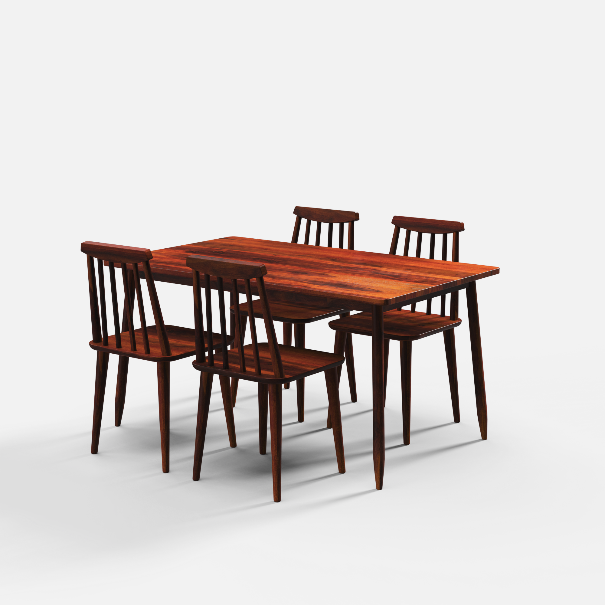 Maltby Dining Table Set - 4 Seater - Table (150 cm x 90 cm x 76 cm) + 4 Polly Chairs - Sheesham