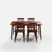 Maltby Dining Table Set - 4 Seater - Table (150 cm x 90 cm x 76 cm) + 4 Polly Chairs - Sheesham