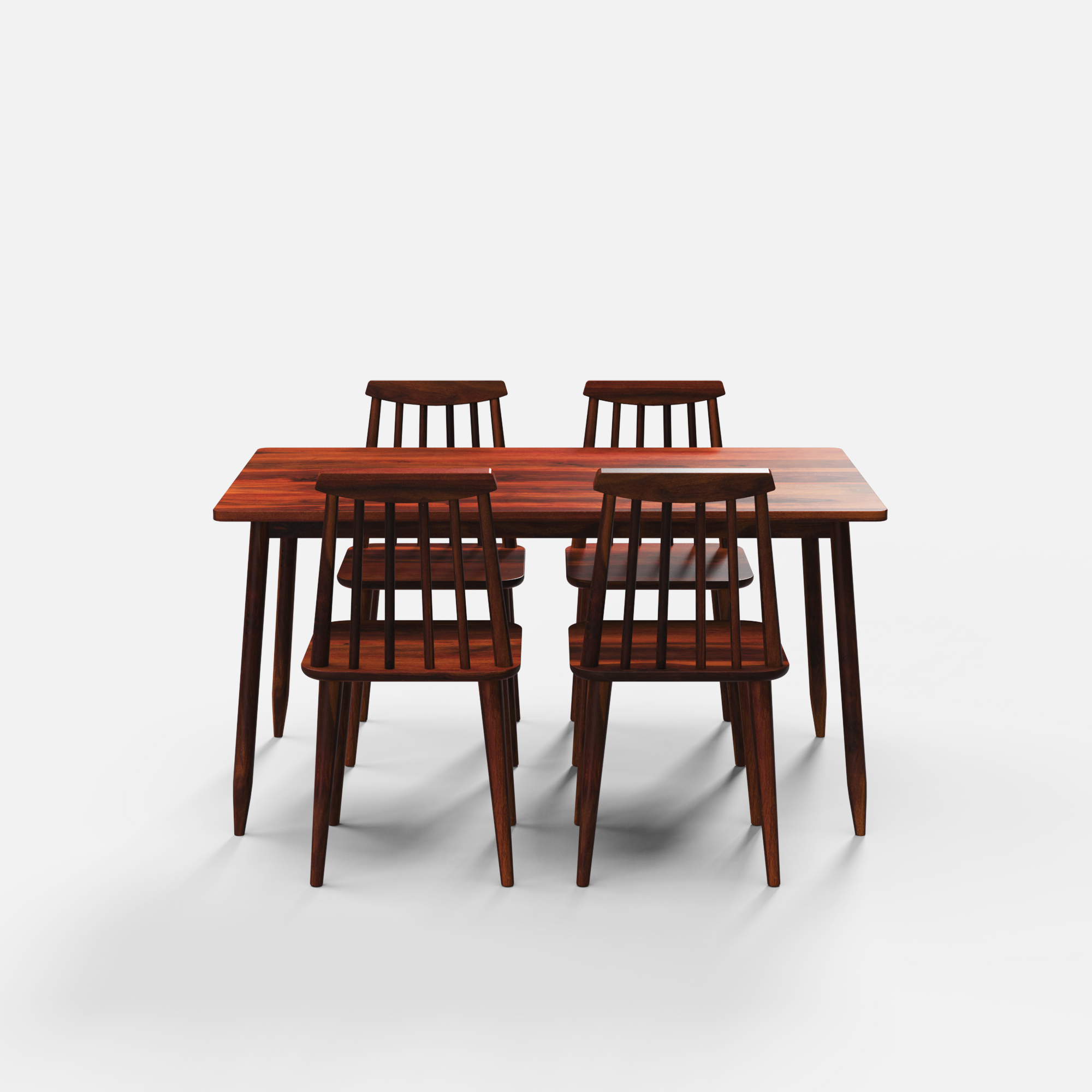 Maltby Dining Table Set - 4 Seater - Table (150 cm x 90 cm x 76 cm) + 4 Polly Chairs - Sheesham