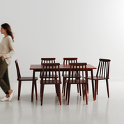 Maltby Dining Table Set - 6 Seater - Table (150 cm x 90 cm x 76 cm) + 6 Polly Chairs - Sheesham