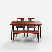 Maltby Dining Table Set - 4 Seater - Table (150 cm x 90 cm x 76 cm) + 2 Polly Chairs + 1 Bench - Sheesham