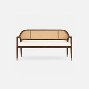 Marcel Rattan Back Sheesham Bench with Brass Detailing