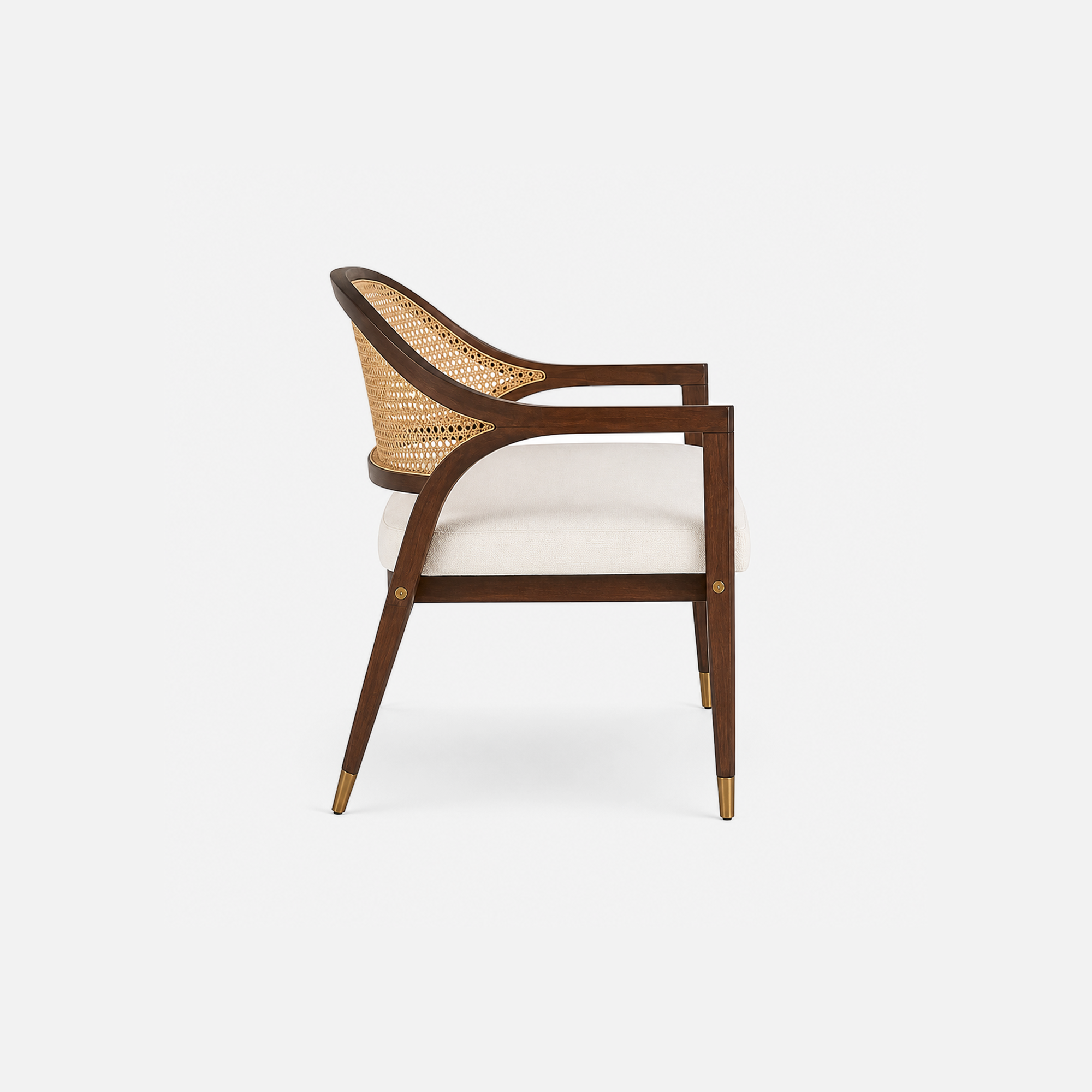 Marcel Rattan Back Sheesham Bench with Brass Detailing