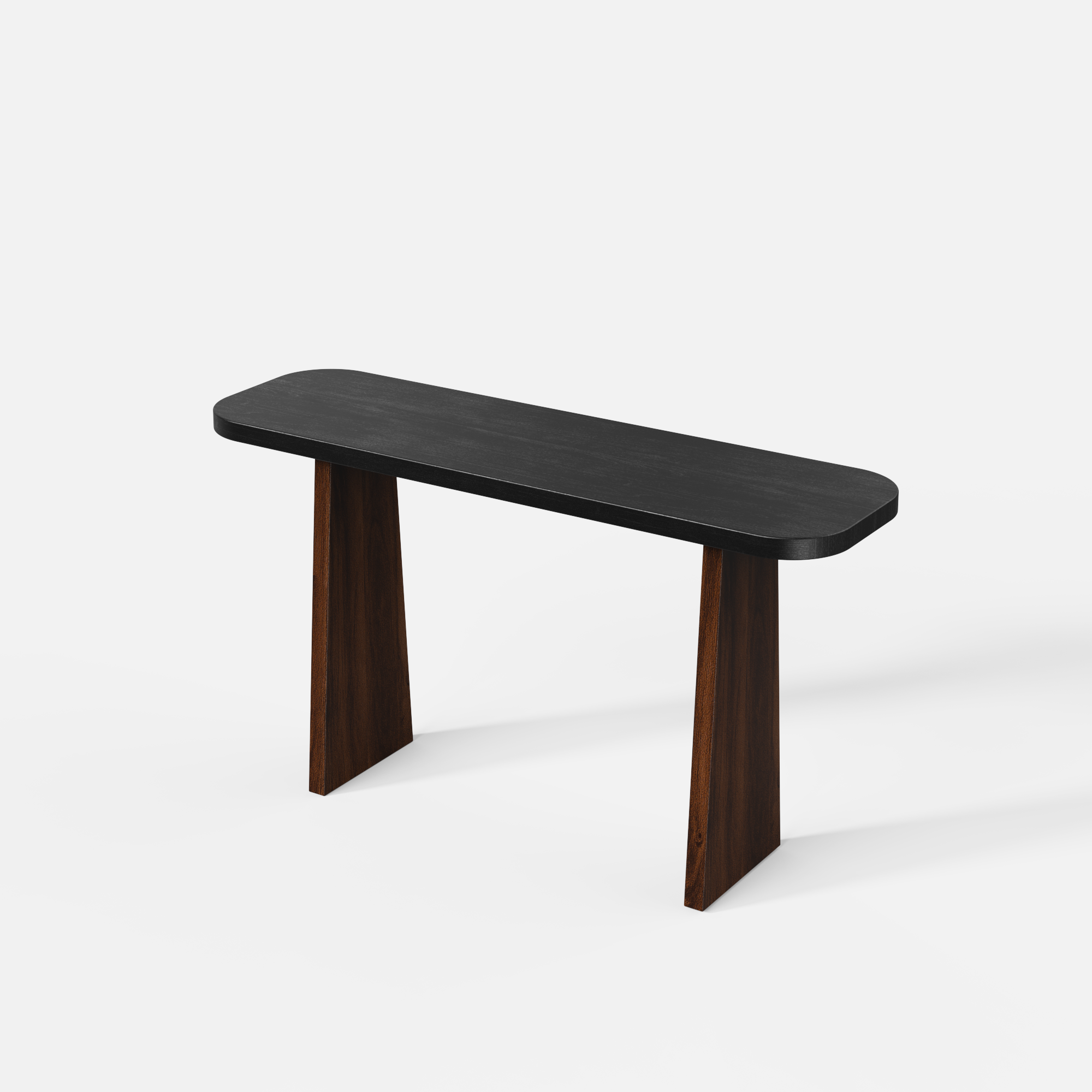 Wooden Entryway console table on a white background