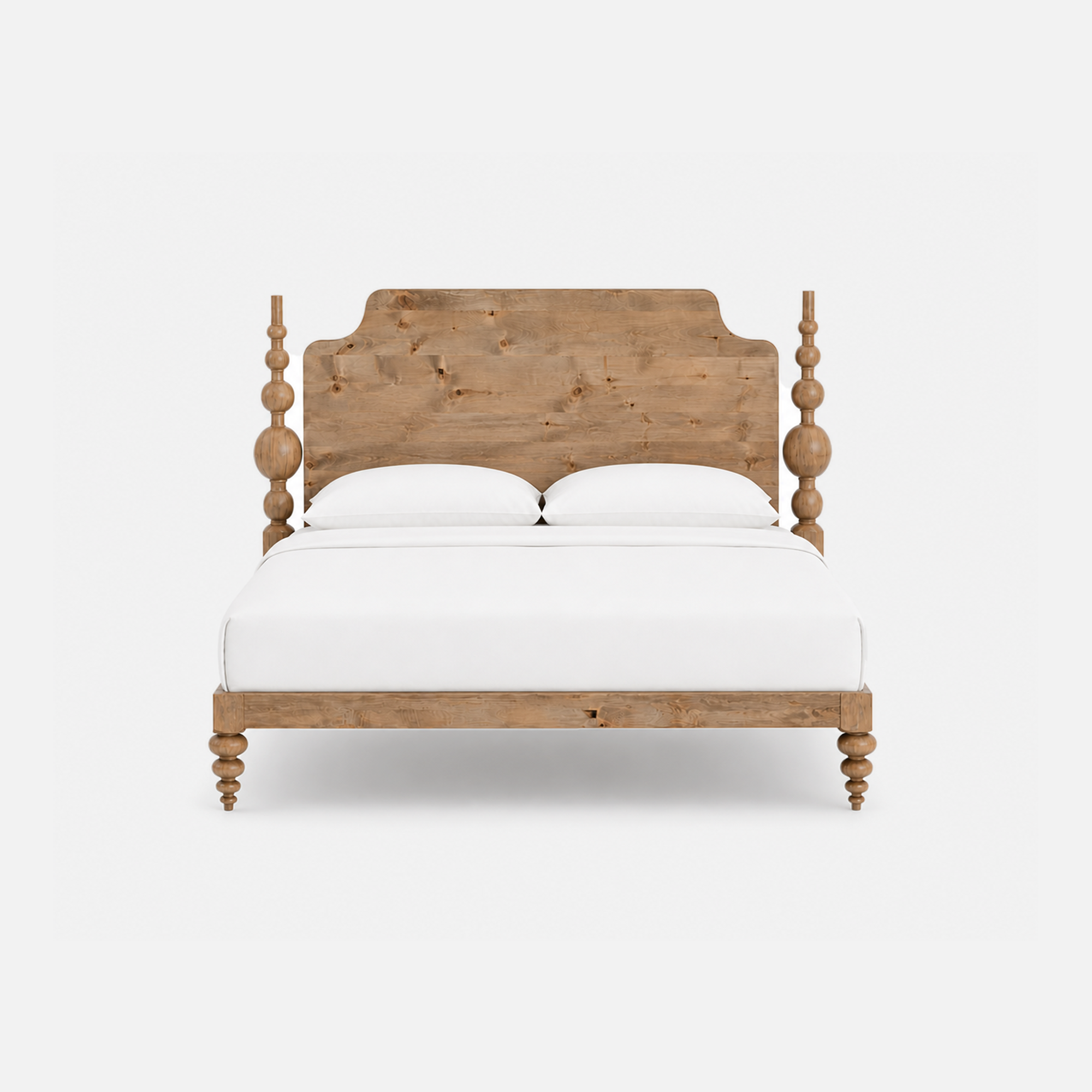 Marisol Elegant Rustic Wooden Bed Frame with Turned Posts