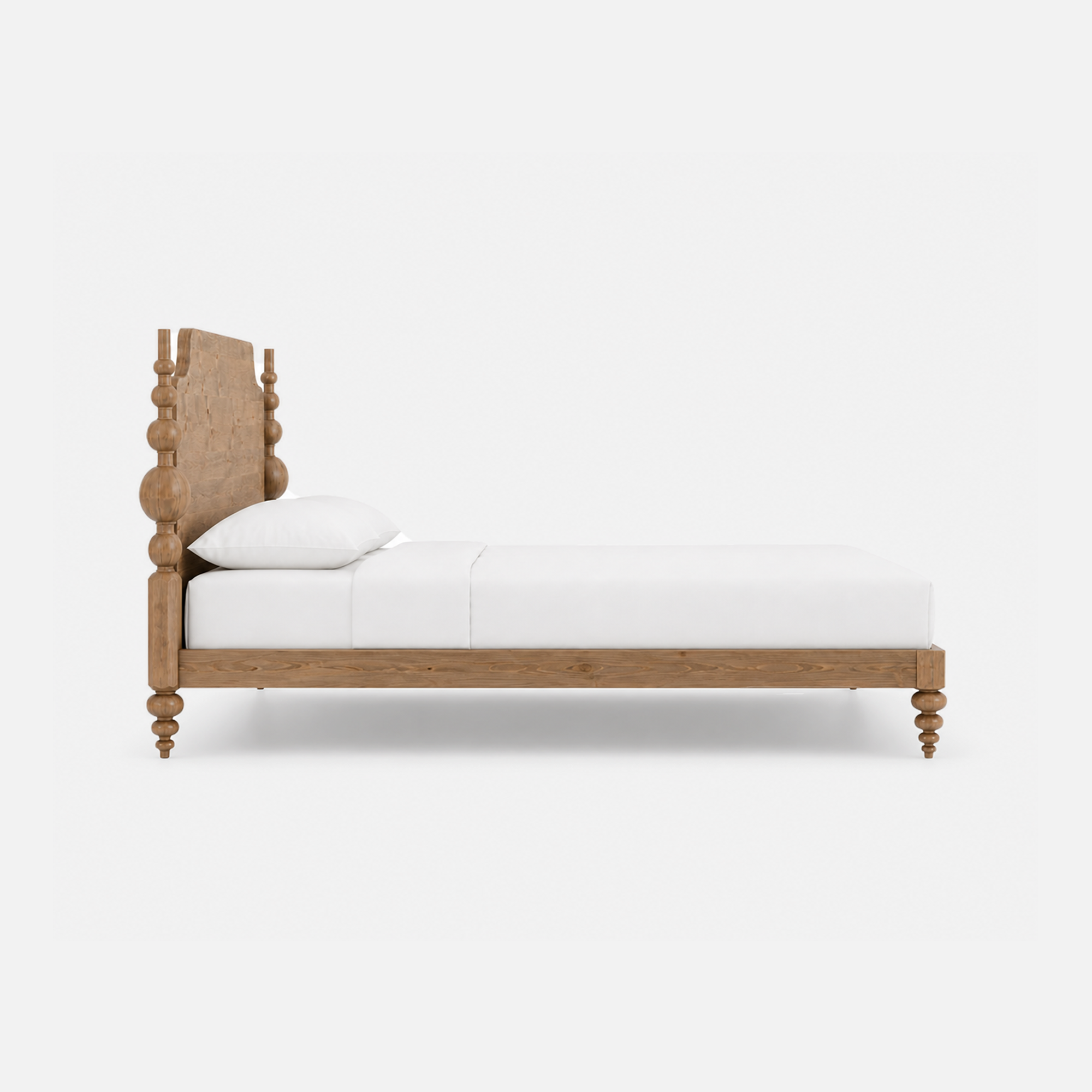 Marisol Elegant Rustic Wooden Bed Frame with Turned Posts
