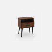 Midnight Mango Wood Nightstand with Open Shelf and Drawer