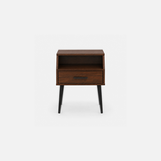 Midnight Mango Wood Nightstand with Open Shelf and Drawer