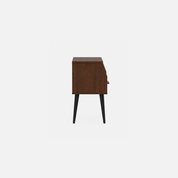 Midnight Mango Wood Nightstand with Open Shelf and Drawer