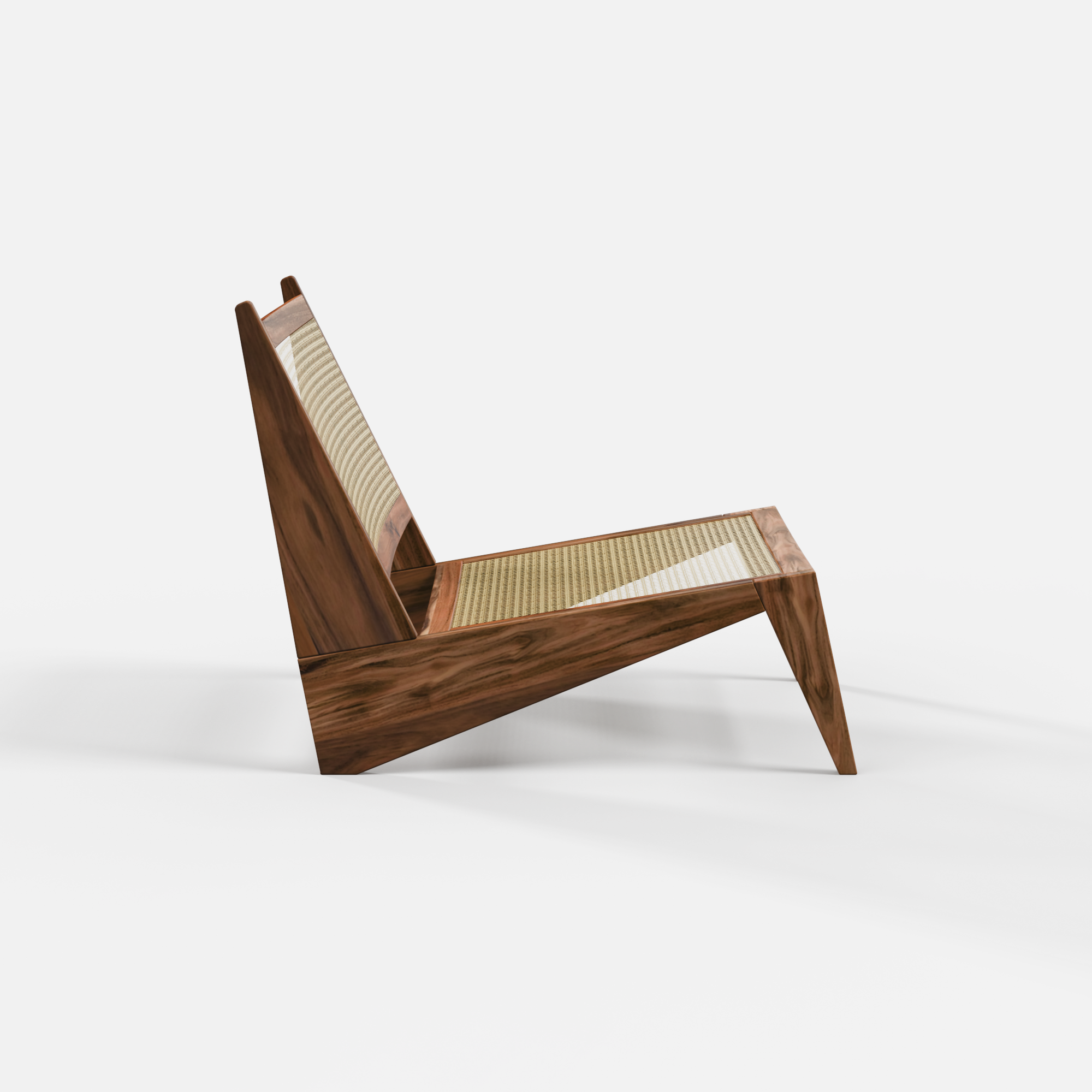 Modern Acacia Wood Lounge Chair with Woven Back and Seat Kangaroo Chair