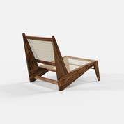 Modern Acacia Wood Lounge Chair with Woven Back and Seat Kangaroo Chair