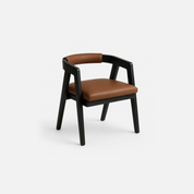 Modern Ebony Cafe Chair with Cognac Leather Cushion