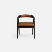 Modern Ebony Cafe Chair with Cognac Leather Cushion