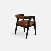 Modern Ebony Cafe Chair with Cognac Leather Cushion