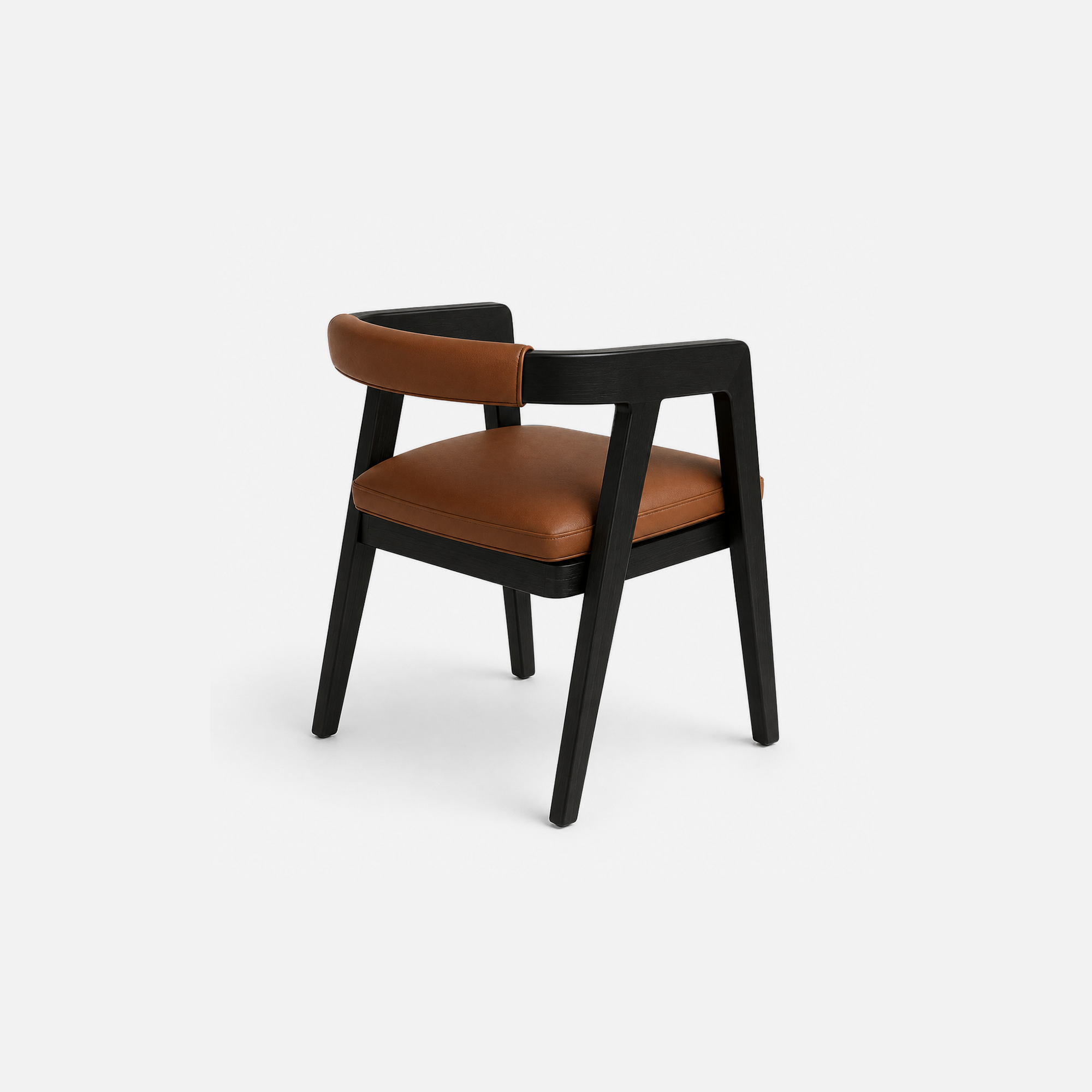 Modern Ebony Cafe Chair with Cognac Leather Cushion