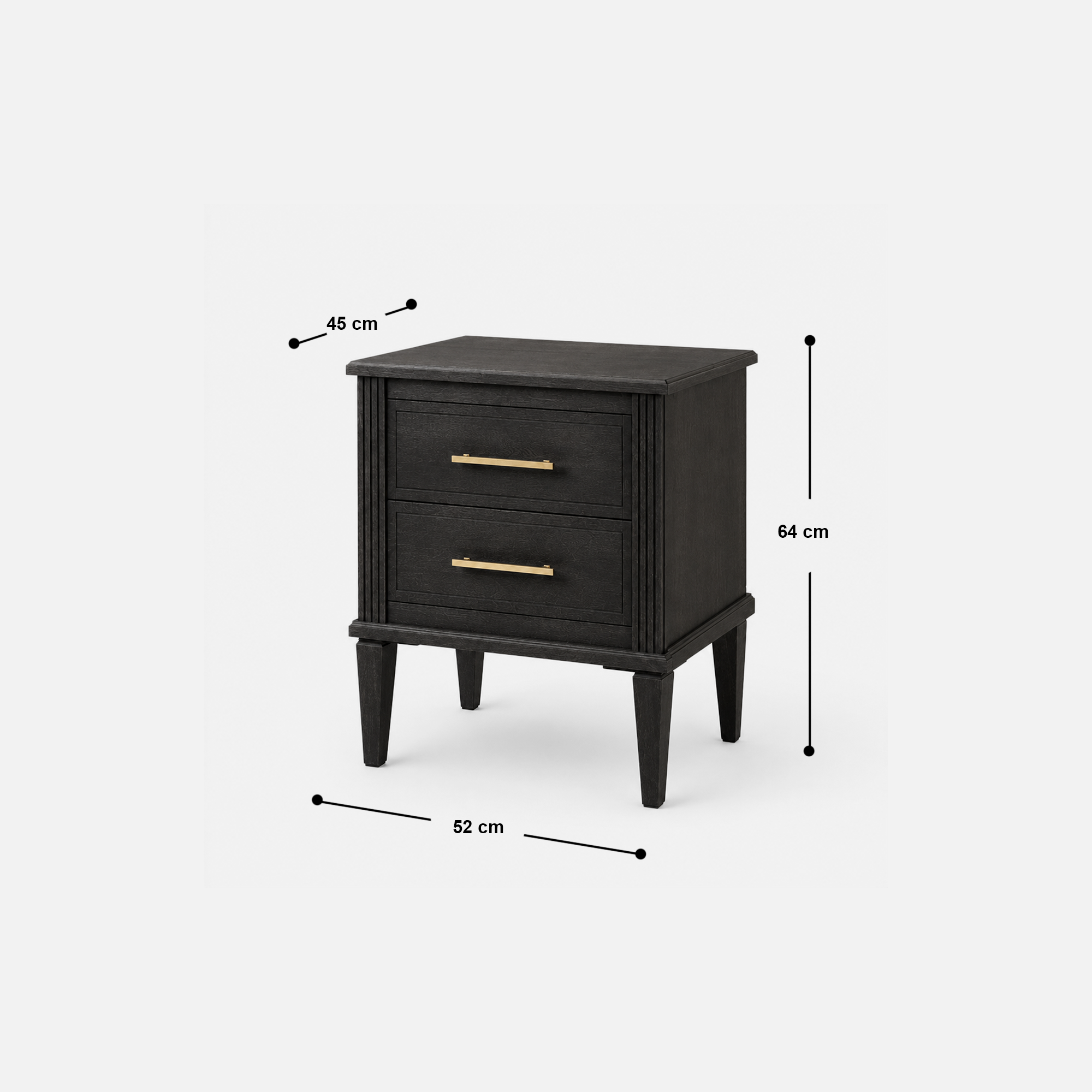 Onyx Edge Nightstand with Brass Accents