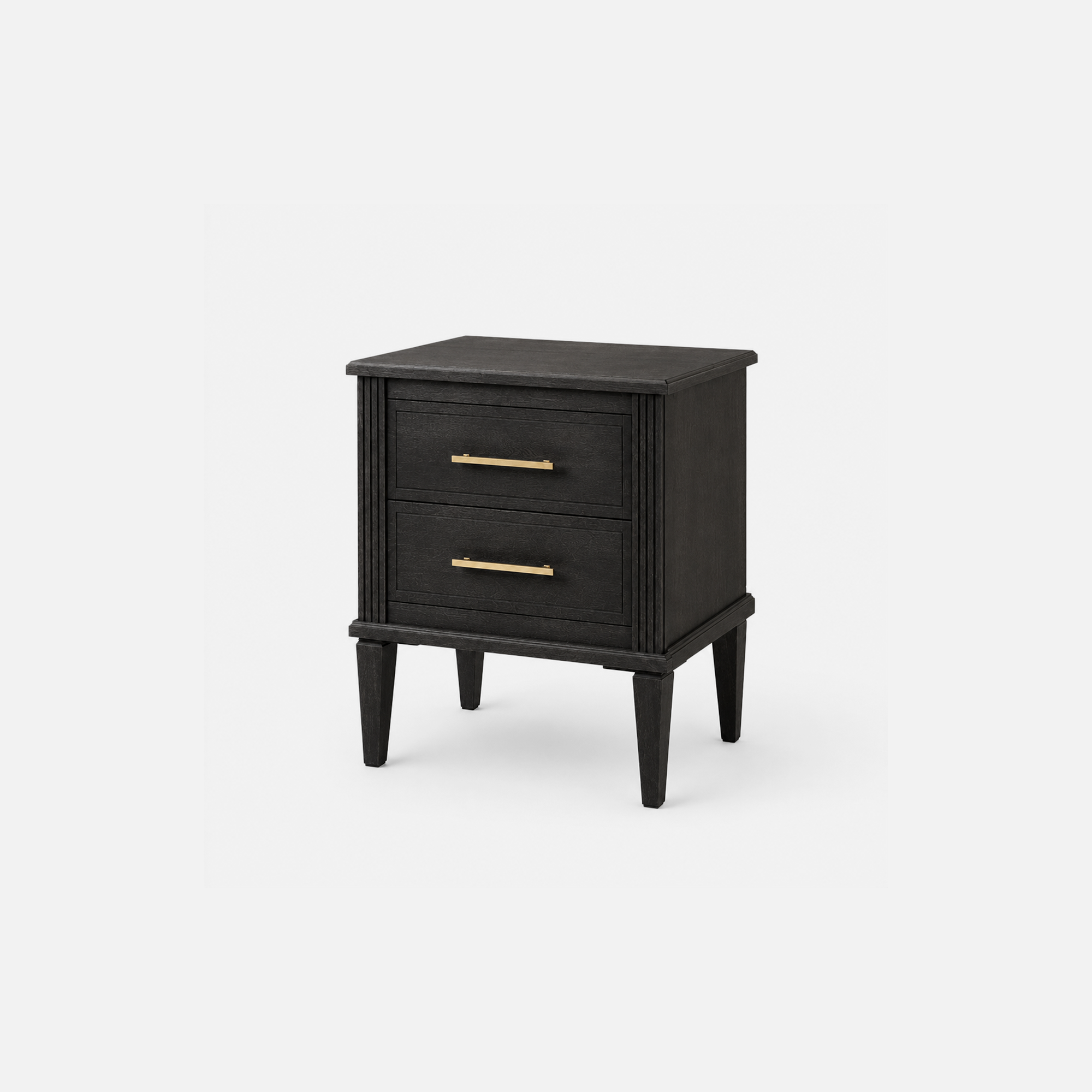 Onyx Edge Nightstand with Brass Accents