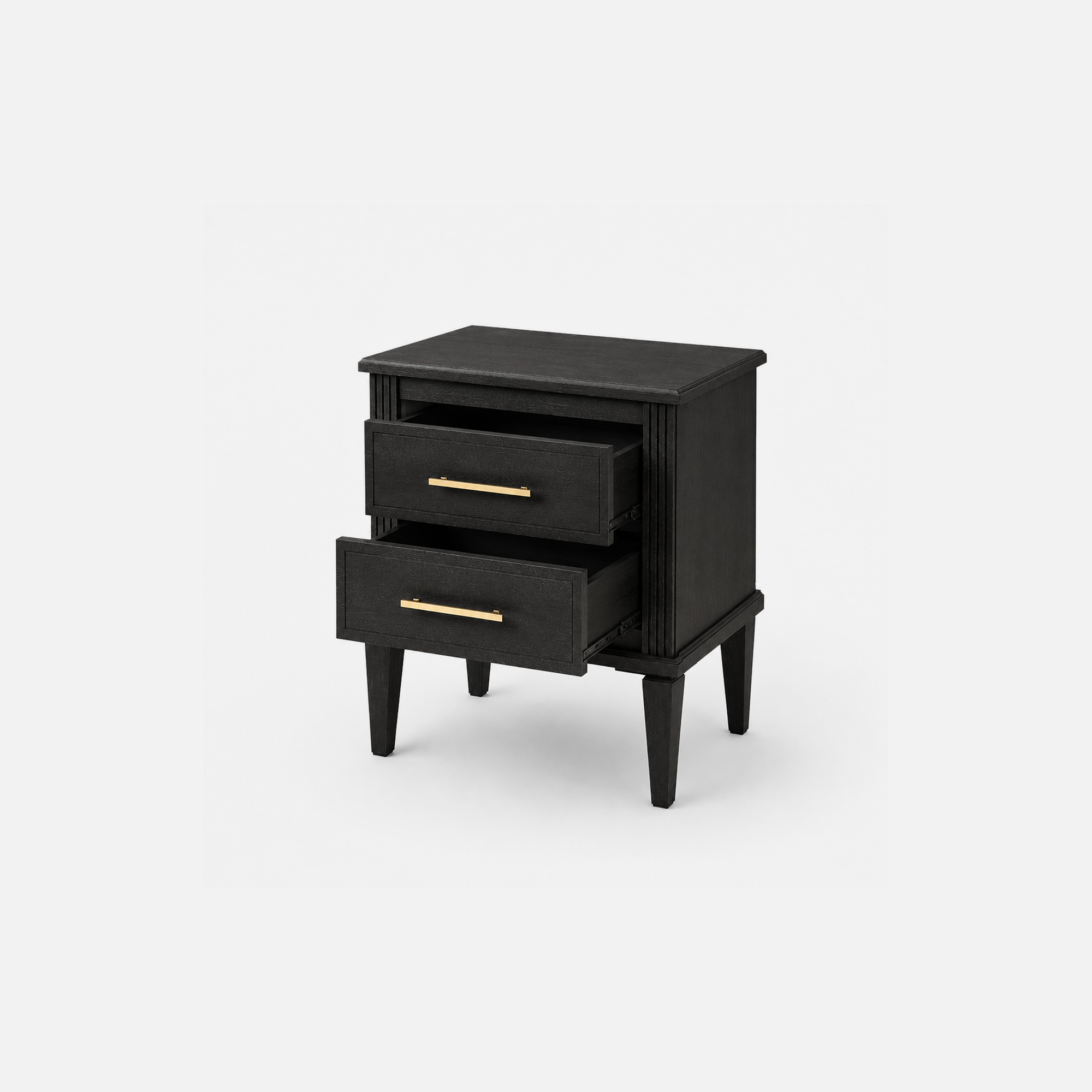 Onyx Edge Nightstand with Brass Accents
